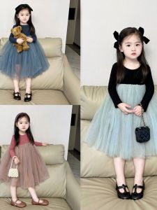ชุดเดรสเด็กผู้หญิงแขนยาว ชุดเด็กผู้หญิงสไตล์เกาหลี ชุดเด็กผู้หญิงทรงพู่ ชุดเด็กผู้หญิงฤดูใบไม้ผลิและฤดูใบไม้ร่วง