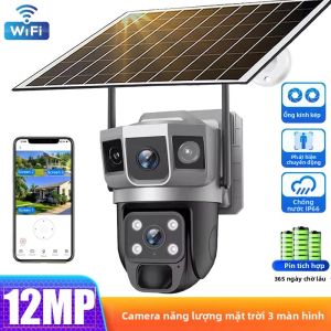 Camera Năng Lượng Mặt Trời WIFI Ống Kính Kép 12MP 10X Zoom Camera Quan Sát Ngoài Trời Với Tính Năng Theo Dõi Tự Động Phát Hiện Hình Người PTZ IP66 Hỗ Trợ Chống Nước