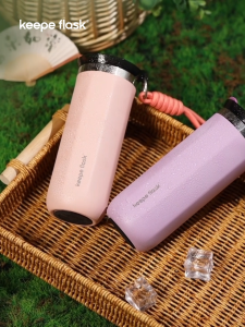 [p49 Name Engraving] Keepe Flask Coffee Mug Stainless Steel Insulated Tumbler Hot and Cold Personalized Tumbler Mugs Coffee with Lid 11.8oz-16.8oz