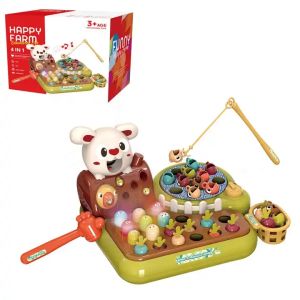 BBTAM Happy Farm Simulation Toy Set Whac A Mole Fishing Game Feeding Animals