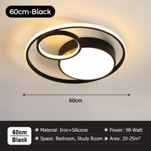 LANTU Bedroom Balcony 60cm Remote Dimming Round LED Ceiling Light Simple Study Room Kitchen Bathroom Tricolor Lamp