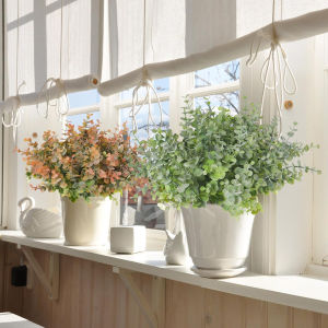 Artificial Plastic Plant Leaves Green Eucalyptu Branch Garden Vase Home Room Table Festival Wedding Decora Faux Flower Accessory