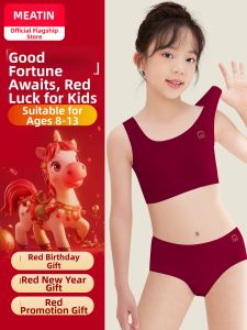 MEATIN | Red Underwear Set for Teen Girls in Developing Stage