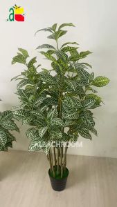 Set Pohon Artificial Alpheidra Zebra Motif Pola Daun Hijau Dekoratif untuk Ruang Tamu