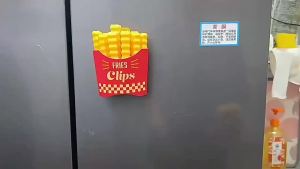 12PCS Magnetic Refrigerator Snack Sealing Clamps French Fry Shape Food Mini Clips for Sealing Plastic Bags