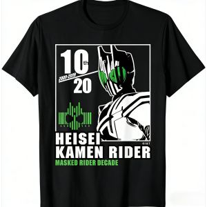 Bandai | Kamen Rider Anime Cartoon Print T-Shirt Men Women Summer Y2k Streetwear Short Sleeve Crew Neck Loose Fit Soft Comfortable Tops