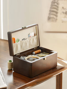 High Quality Large Needlework Box Set Family Use Hand Sewing Cross Stitch Storage Box Solid Wood Needlework Box Bridal Gift