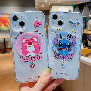 CrashStar MagSafe Cute Cartoon Clear Soft Shockproof Phone Case For iPhone 15 14 Pro Max Plus 13 12 11 Pro Max Wireless Charging Phone Casing Transparent Silicone Cover With Full Cover Lens Camera Protection