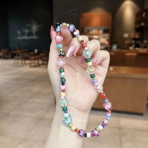Crystal Beaded Mobile Phone Chain Womens Style Anti-Loss Hand Bracelet Pendant DIY Unique Design High-End Feeling Hand Rope Accessories