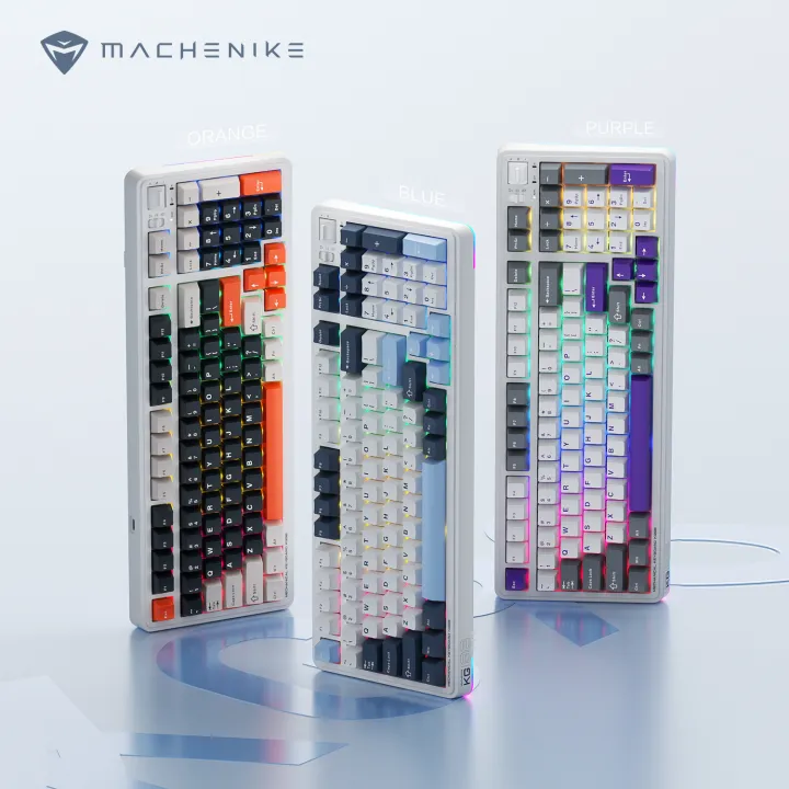 Machenike KG98 Tri-Mode Wireless Mechanical Keyboard Gasket Mount 98 Keys Hot-Swappable 10000mAh Battery Hi-Fi Sound RGB Light Strip Gaming Keyboard
