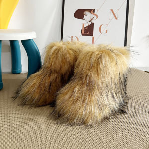 Thickened Fleece Childrens Winter Snow Boots Anti-Slip Plush Outerwear for Boys And Girls Warm Cozy Indoor Outdoor Shoes