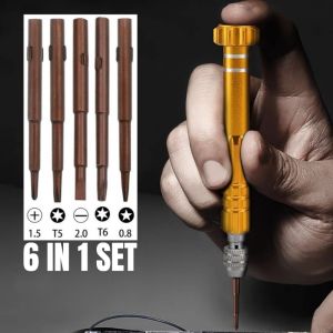 Precision Screwdriver Set 6 in 1 Phillips Torx Hexagonal Flat Head Magnetic Screwdriver Head for iPhone PC Watch Camera Glasses