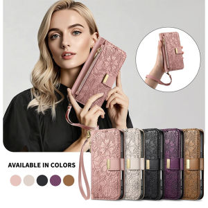 Cute Girls Crossbody Leather Case For iPhone 17 Pro Max Air 16 15 14 Plus 13 12 ID Credit Card Wallet Flip Case With Wrist Strap