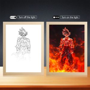 Bandai | Anime Seven Dragons Pearl Lamp Painting Photo Frame Vegeta LED Night Light Birthday Bedroom Decoration Original Gift Photo Frame