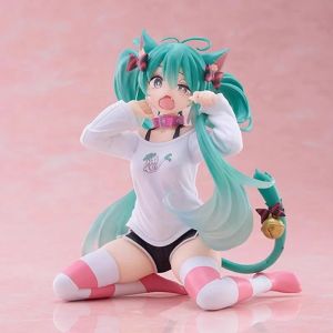 Bandai | Hatsune Miku 11cm Kawaii Action Figure Búp Bê Để Bàn Mềm Mại Neko Cat T-Shirt Ver. Quà Tặng Đồ Chơi Mô Hình Tượng Nhỏ Anime Dành Cho Lứa Tuổi Từ 14 Trở Lên