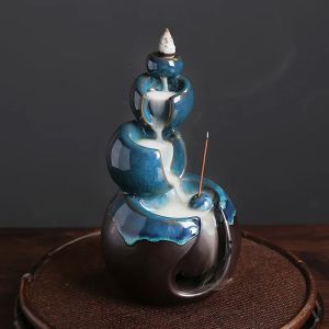 Lọ Đốt Trầm Hương Thác Nước Thủ Công Bằng Gốm Sứ Chất Liệu Đất Sét Tím Kèm Giá Đỡ Nhang Đồ Trang Trí Nhà Cửa Đĩa Xông Hương Liệu