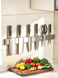 MODERN SWEETHOME | Magnetic Wall-mounted Hole-free Stainless Steel Knife Holder