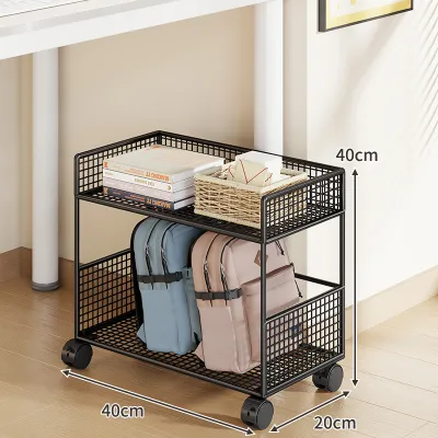 Book Storage Rack with Wheels Movable Book Shelf Multiple Layers