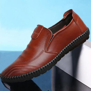 JIFANPAUL | Casual Business Leather Shoes Breathable Soft Sole Slip-On Mens Summer