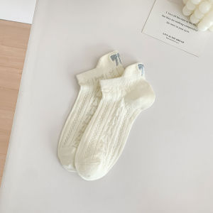 Tất Lưới Thêu Bướm Mỏng Mùa Hè Cho Nữ Tất Ngắn Thoáng Khí Bằng Cotton Tất Lưới Thoáng Khí Tất Ngắn Cổ Thấp Tất Mùa Hè