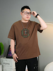 Trendy plus Size Mens Short Sleeve T-Shirt Rhinestone round Neck Casual Loose Fit Cotton Blend Sweat Absorbing Summer Top