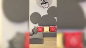 SB Design Square KONCEPT FURNITURE โซฟาเข้ามุมสลับด้านได้ซ้าย/ขวา Disney รุ่น MICKEY สีเทา (180x150x55 ซม.)