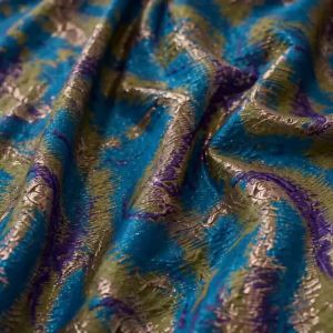 Luxury African Brocade Jacquard Lace Fabric Purple Green Abstract Damask Cloth for Women Party Gown Wedding Dress Sewing