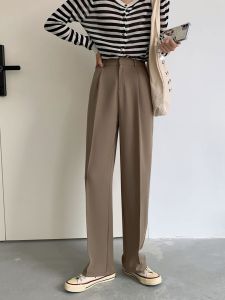 High Waist Wide Leg Pants Womens Trousers Khaki Straight Casual Floor Length Slimming Suit Long Pants Spring Autumn New Style