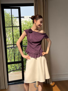 XXNING | Elegant Floral Off-Shoulder Light Thin T-shirt