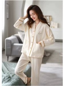 Mới Cổ Chữ V Đồ Ngủ Họa Tiết Giấy Cho Nữ Mùa Xuân Mùa Thu Quần Áo Gia Đình Diy Cắt May Hoa Văn Bản Mẫu Nữ Home服