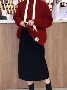 High Waist A-Line Midi Skirt for Women Spring Autumn New Design Sense Small Audience Back Split Half Body Skirt