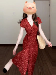 ZHENMANZI | French Style Elegant Summer Dress Long Waist