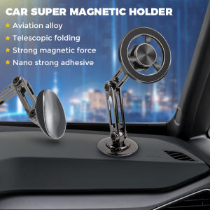 for MagSafe 720 Rotate Metal Magnetic Car Phone Holder with Foldable Phone Stand, Air Vent Magnet Mount, and GPS Support, For All Phone Types