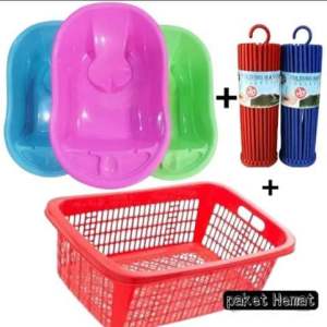 (PAKET HEMAT)BAK MANDI BAYI+KERANJANG BAYI+FOLDING 30 stik!POLIN