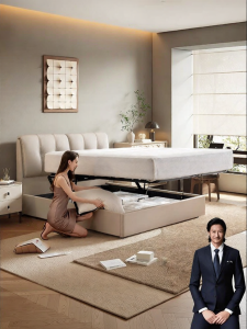 Genuine Leather Storage Bed for Master Bedroom 1.8m