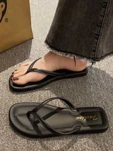 French Flip-Flops Womens Summer Outdoor Non-Slip Shit Feeling Casual Flats Lightweight Soft Bottom Cross Flip-Flops