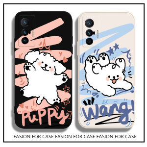 Doodle White Dog Phone Case for Vivo Cute Couple Cartoon Style Liquid Silicone Protective Shell Environmentally Friendly
