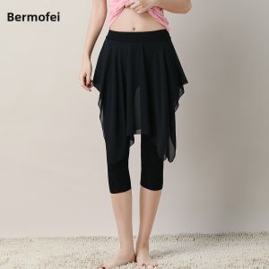 Adult Womens Latin Dance Fitness Sports Long Pants Seven-Footed Trousers Gymnastics Shapewear Professional Dancewear