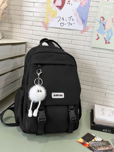 LUSUO | Blue Color High School Student Backpack Large Capacity Multi-Slot Simple Ins Style Commuter Backpack For Girls Double Shoulder Bag