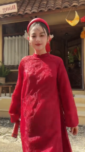 Áo dài Bích Sư cách tân dáng suông vải tơ thêu họa tiết Kỳ Lân độc đáo trẻ trung_TH ÁO DÀI HÀ THÀNH