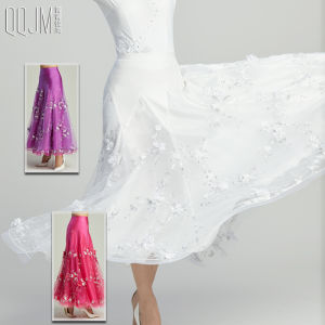 Long Sequin Embroidered Skirt Womens Modern Dance Social Dance Square Dance Half-length Skirt Elegant Adult Dancewear