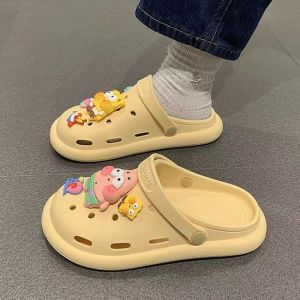 Womens Thick Bottom Slip-On Summer Outdoor Wear Anti-Slip Medical Flip Flops Comfortable Sensation Clog Shoes PVC Material