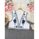 Vintage Embroidered Women's Vest Cardigan Loose-Fit Shoulder Top Summer New Style Korean Version Sleeveless Clothing. 