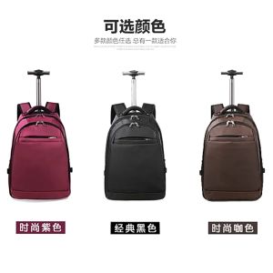 2 Wheels Trolley Laptop Backpack Bag Large Waterproof School Rucksack Travel Bags Cabin Size For Men Women - SG Seller
