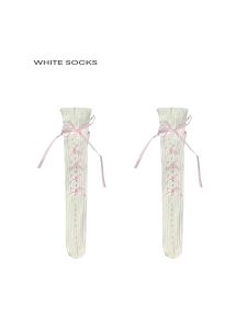 Lolita Ribbon Butterfly Knot Mid-Calf Socks Thin Ballet Style Pure Desire JK School Uniform Leggings Nylon Fabric for Women