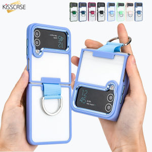 KISSCASE Crystal Jelly Clear Case For Samsung Z Flip 4 5G Flip3 Case with Ring Brackert Support Wireless Charging Shockproof Cover for Galaxy Z Flip 4 5G
