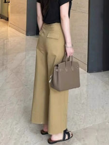 High-quality Fashionable Kaki-color High-waist Straight-legged Wide-leg Casual Trousers
