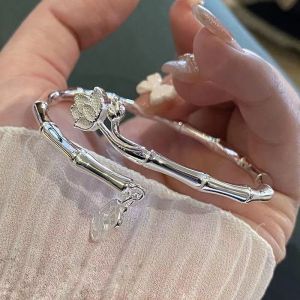【Hot selling】Bamboo young female sterling silver 9999 silver bracelet with bamboo ok fine silver bracelet girlfriend gift small silver