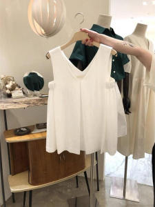 plus Size Casual Loose Womens Vest Tank Top V-Neck Sleeveless Fashionable Slimming Early Autumn New Style Polyester Cotton Blend