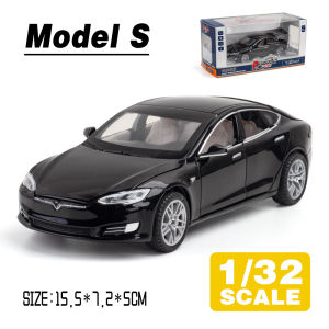 LEO 1:32 Tesla Model S Diecast โมเดล รถอัลลอยด์รถยนต์ของเล่นคอลเลกชันของขวัญสําหรับเด็กชายสาว ของเล่นเด็ก